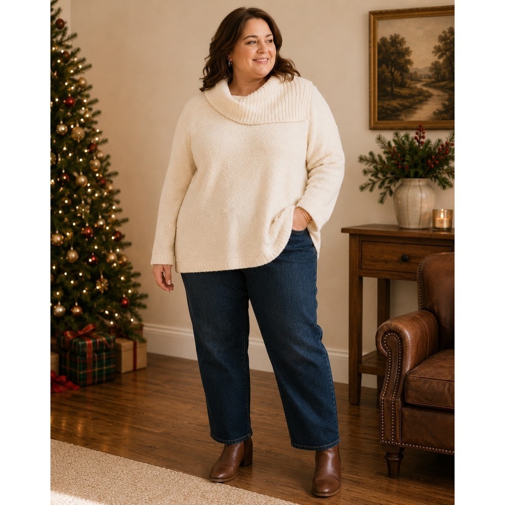 Pure Jill J.Jill Cream Cozy Cowl Neck Sweater 2X Plush Knit Plus Size NWT